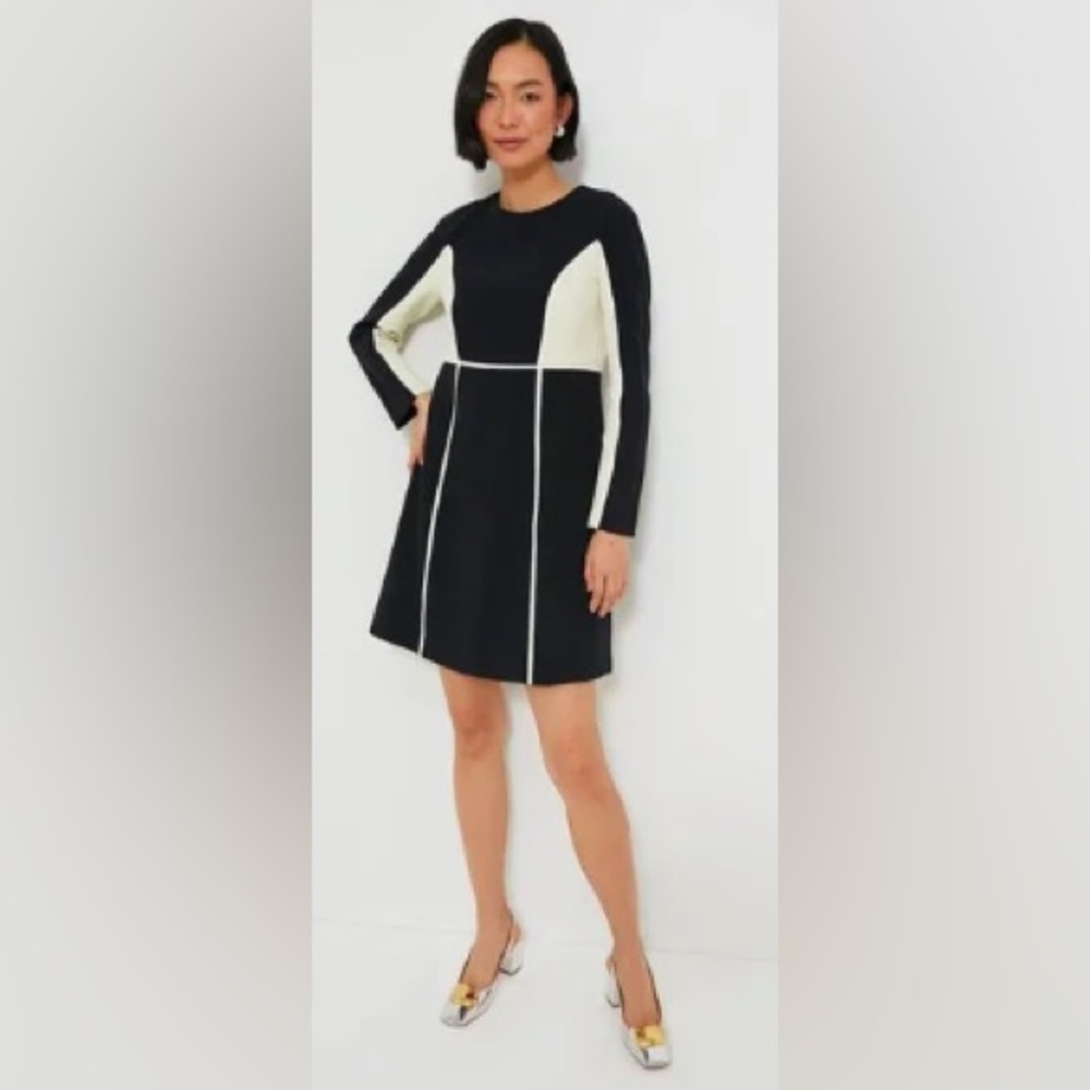Tuckernuck Women's Navy and Cream Evie Dress, Size Medium